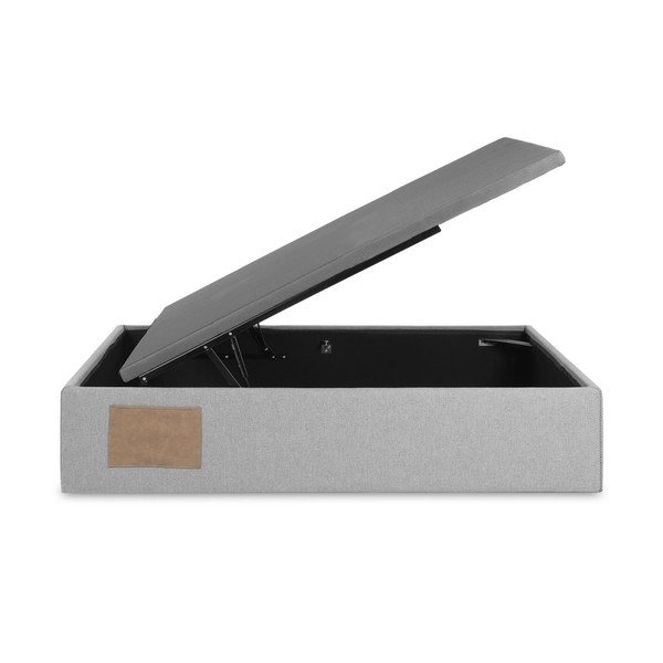 Szürke kárpitozott ágyneműtartós egyszemélyes ágy 90x190 cm Matters – Kave Home-image-2