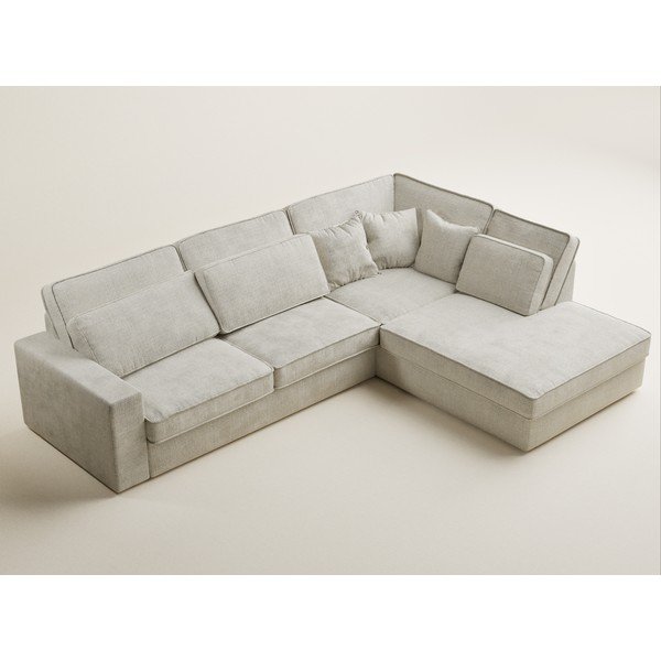 Szürkésbézs zsenília sarokkanapé (jobb oldali-L alakú) Kirou – Maison de Rêve-image-3