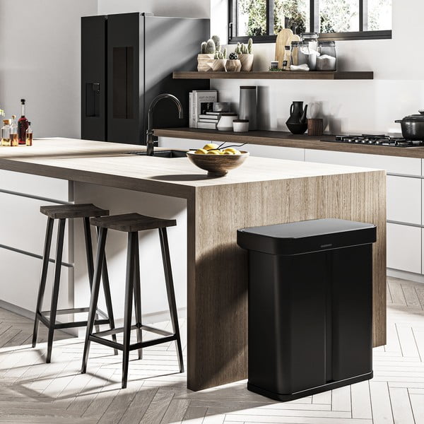 Matt fekete acél szelektív-érintésmentes szemetes 58 l – simplehuman-image-1