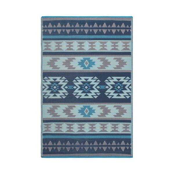 Cusco Blue kék kétoldalas kültéri szőnyeg újrahasznosított műanyagból, 120 x 180 cm - Fab Hab