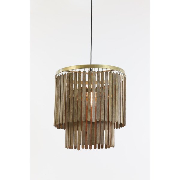 Barna függőlámpa fa búrával Gularo – Light & Living-image-1