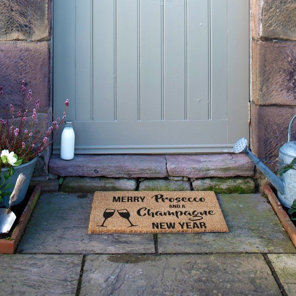 Kókuszrost lábtörlő karácsonyi mintával 40x60 cm Champagne New Year – Artsy Doormats-image-4