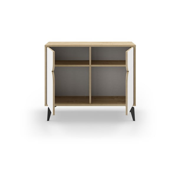 Fehér-natúr színű szekrény tölgyfa dekorral 95x79 cm Nola – Marckeric-image-3