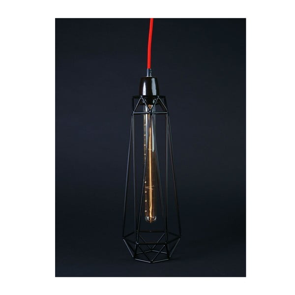Diamond #2 lámpa fekete lámpaburával és piros kábellel - Filament Style-image-1