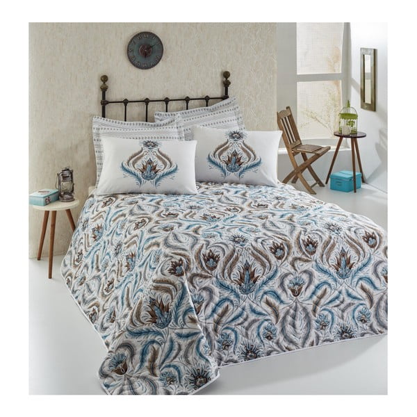 Evassa türkiz steppelt könnyű ágytakaró párnahuzattal franciaágyhoz, 200 x 220 cm