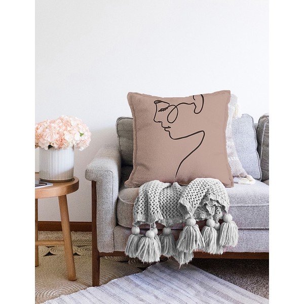 Portrait bézs pamut keverék párnahuzat, 55 x 55 cm - Minimalist Cushion Covers-image-2