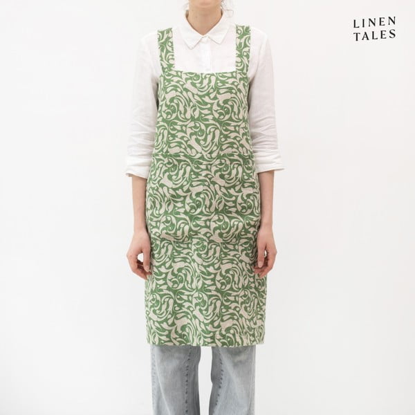 Len kötény Evergreen Damask – Linen Tales