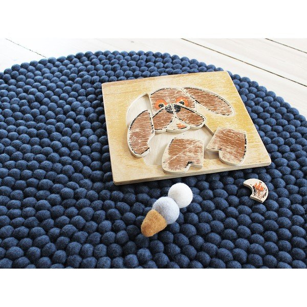 Ball Rugs kék gyapjú golyószőnyeg, ⌀ 200 cm - Wooldot-image-2