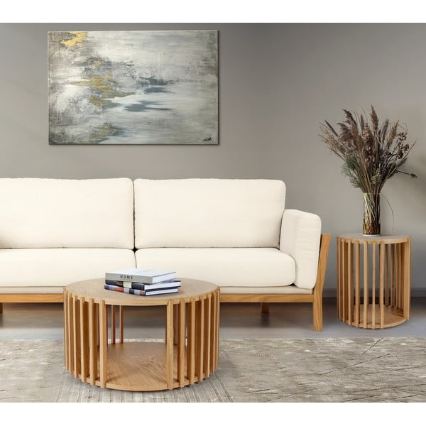 Drum tölgyfa dohányzóasztal, ø 83 cm - Woodman-image-1