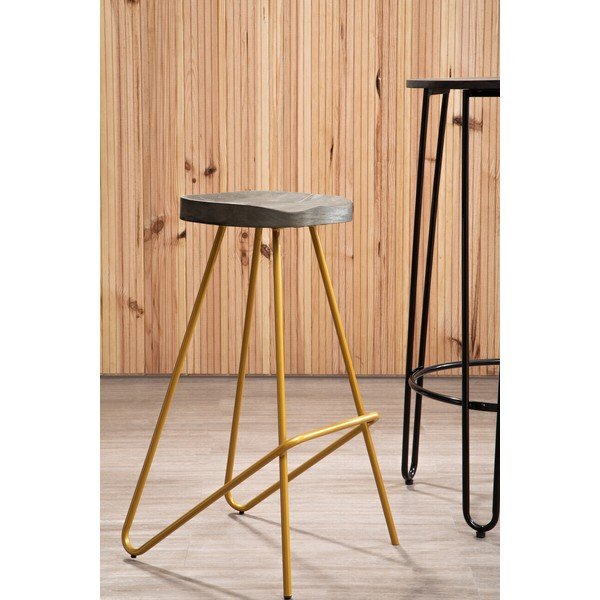 Aranyszínű-natúr színű szilfa bárszék (ülésmagasság 78 cm) District – Premier Housewares-image-1