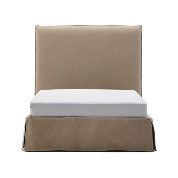 Szürkésbarna kárpitozott egyszemélyes ágy 90x200 cm Jaira – Kave Home-image-2