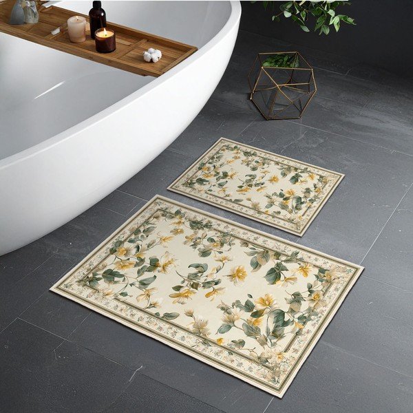 Bézs fürdőszobai kilépő szett 2 db-os 60x100 cm – Foutastic-image-1