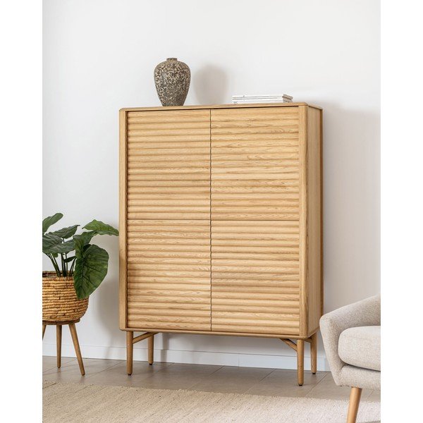 Natúr színű szekrény tölgyfa dekorral 104,5x144x40 cm Lenon – Kave Home-image-1