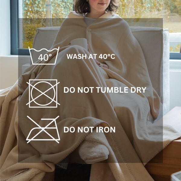 Elefántcsont színű mikroplüss takaró 150x200 cm Tomo – Tiseco Home Studio-image-3