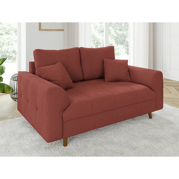 Téglavörös kordbársony kanapé 150 cm Ariella – Ropez-image-3