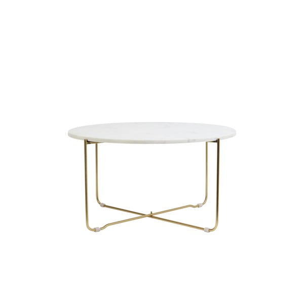 Fehér-aranyszínű kerek kő dohányzóasztal ø 65 cm Marty - Light & Living