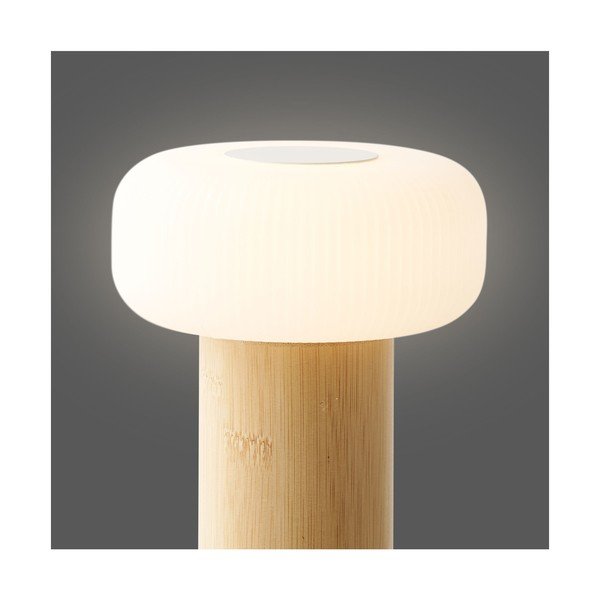 Fehér-natúr színű bambusz asztali lámpa műanyag búrával (magasság 18 cm) Stafford – House Nordic-image-4