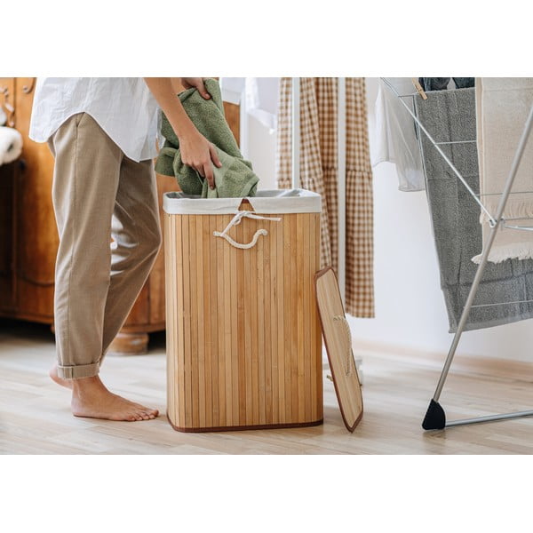 Natúr színű bambusz szennyeskosár 78 l Bamboo – Compactor-image-1