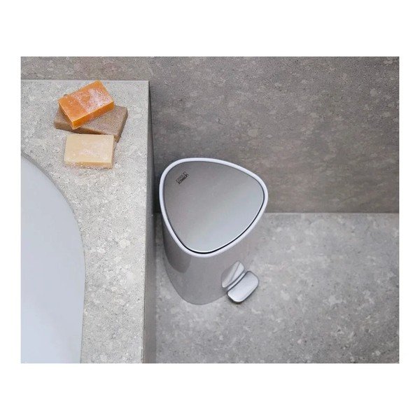Fényes fehér rozsdamentes acél pedálos szemetes 5 l EasyStore Luxe – Joseph Joseph-image-1