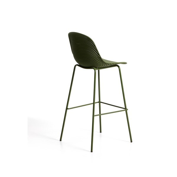Zöld fém-műanyag kerti bárszék Quinby – Kave Home-image-4