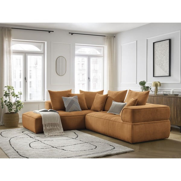 Mustársárga zsenília sarokkanapé (bal oldali-L alakú) Whesley – Bobochic Paris-image-4