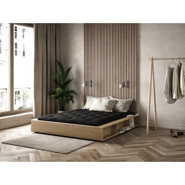 Ziggy kétszemélyes tömörfa ágy fekete Comfort futon matraccal, 140 x 200 cm - Karup Design-image-4