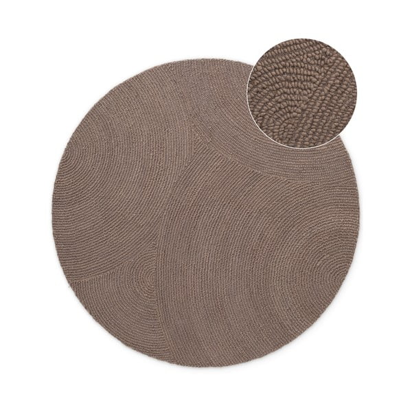 Szürkésbarna kézi szövésű gyapjú kerek szőnyeg ø 200 cm Eleni Taupe – Hanse Home