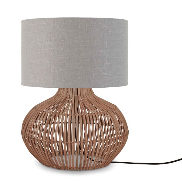Világosszürke-natúr színű asztali lámpa textil búrával (magasság 48 cm) Kalahari – Good&Mojo