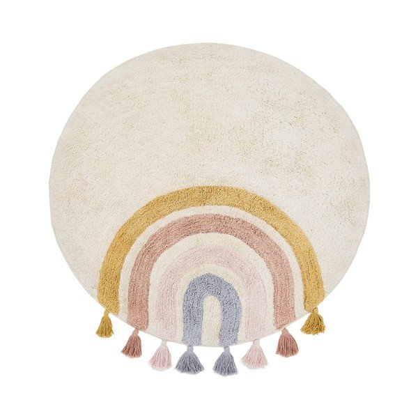 Elefántcsont színű mosható-kézi szövésű pamut gyerek szőnyeg ø100 cm Tadea – Kave Home