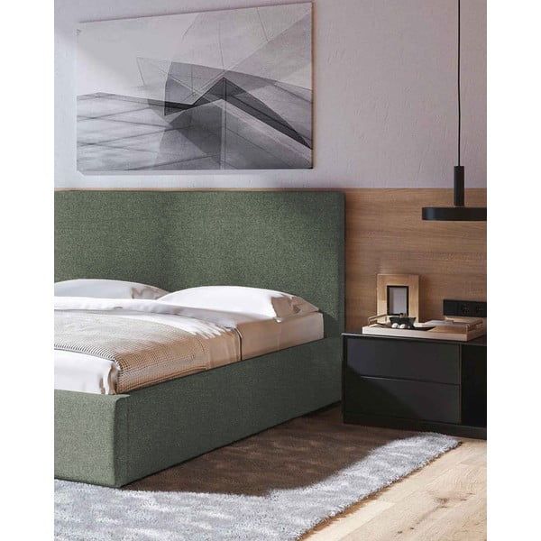 Zöld kárpitozott ágyneműtartós franciaágy ágyráccsal 180x200 cm Bufo – MESONICA-image-4