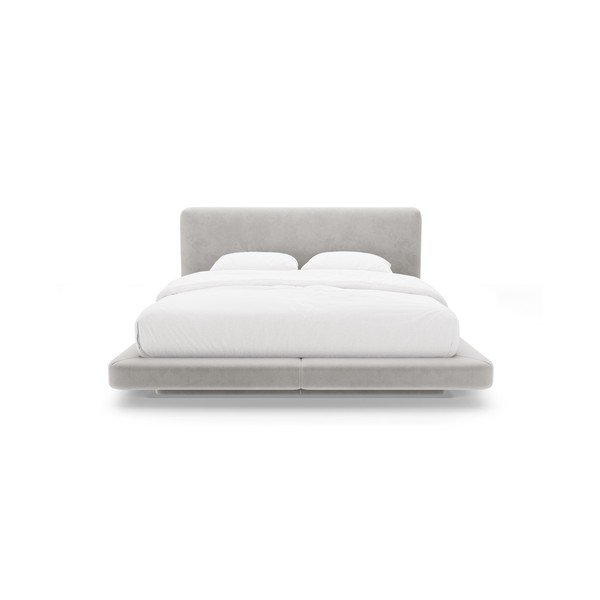 Világosszürke kárpitozott franciaágy 180x200 cm Linea – Micadoni -image-3