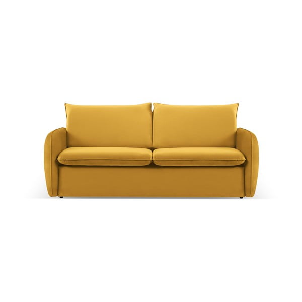 Mustársárga bársony kinyitható kanapé 214 cm Vienna – Cosmopolitan Design