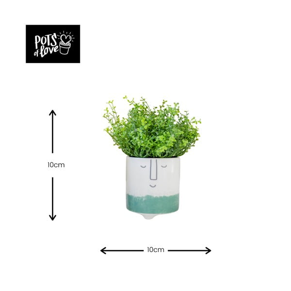 Happy Face fehér-zöld kerámia virágcserép - Kitchen Craft-image-2