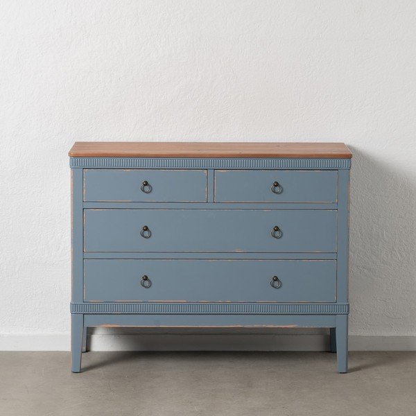 Kék jegenyefenyő alacsony komód 115x90 cm Shabby – Ixia-image-3