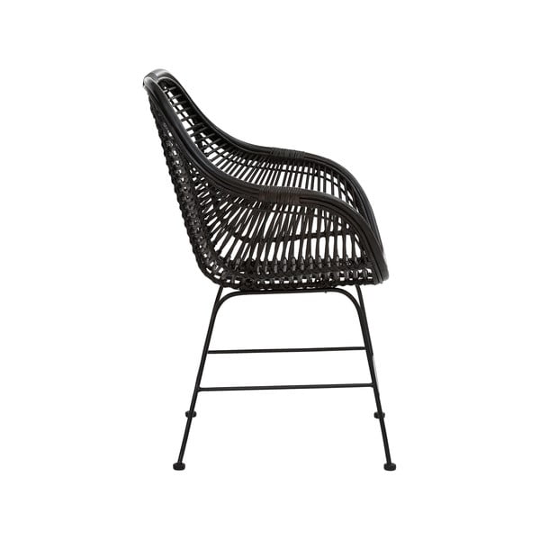 Fekete rattan étkezőszék szett 2 db-os Kiran - Støraa-image-4