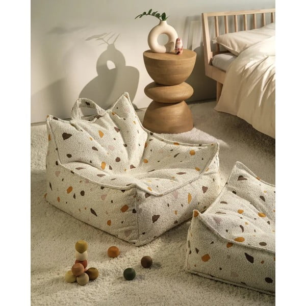 Fehér buklé-zsenília gyerek babzsákfotel Terrazzo Chair – Wigiwama-image-1