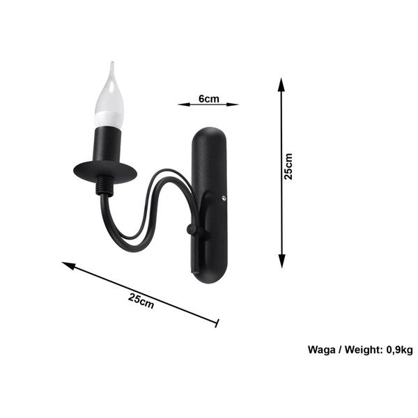 Fekete fém fali lámpa Fiorano – Sollux-image-3