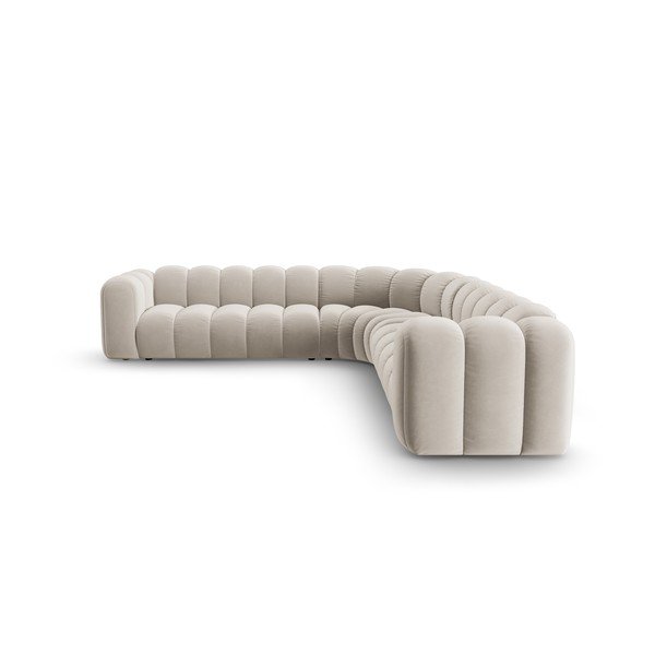 Krémszínű bársony moduláris sarokkanapé Lupine – Micadoni -image-2
