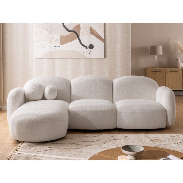 Krémszínű buklé sarokkanapé (bal oldali-heverő résszel) Orbit – Ropez-image-1