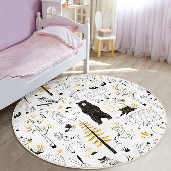 Sárga-fehér gyerek szőnyeg ø 100 cm Comfort – Mila Home-image-2