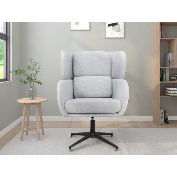 Világosszürke bársony füles fotel Vanessa – Støraa-image-1