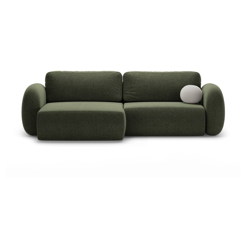 Zöld zsenília kinyitható-tárolóhelyes sarokkanapé Tonale – Cosmopolitan Design