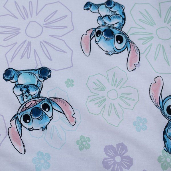 Fehér pamut gyerek ágyneműhuzat babaágyhoz 100x135 cm Lilo and Stitch "Ohana White" – Jerry Fabrics-image-4