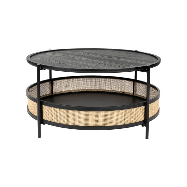 Fekete-natúr színű kerek dohányzóasztal ø 80 cm Makoto – White Label-image-2