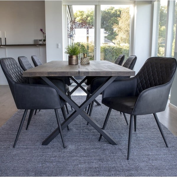 Sötétszürke kárpitozott karfás étkezőfotel szett 2 db-os Harbo – House Nordic-image-1