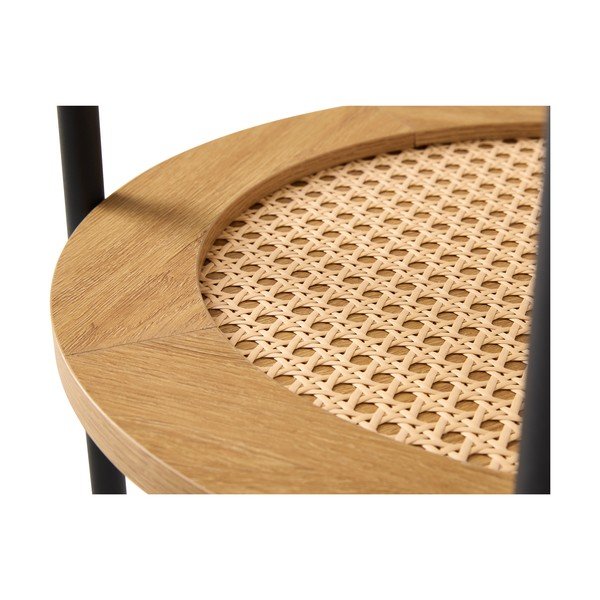 Kerek tárolóasztal tölgyfa dekorral ø 50 cm Pensacola – Unique Furniture-image-3