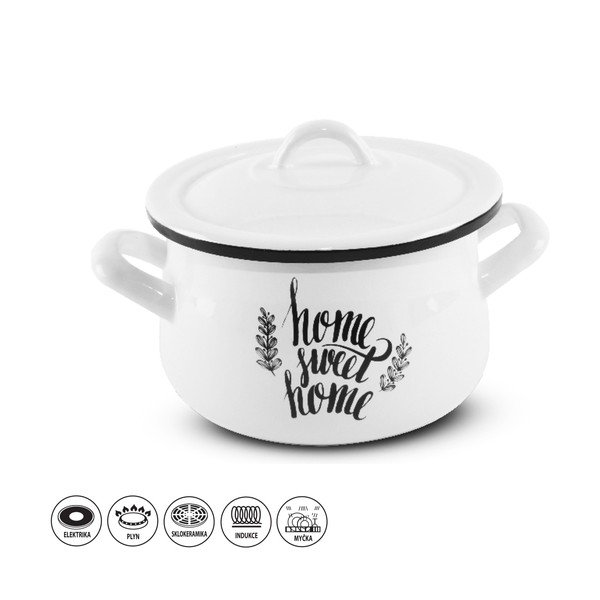 Home Sweet fehér zománcozott edény fedővel, 3,5 l - Orion