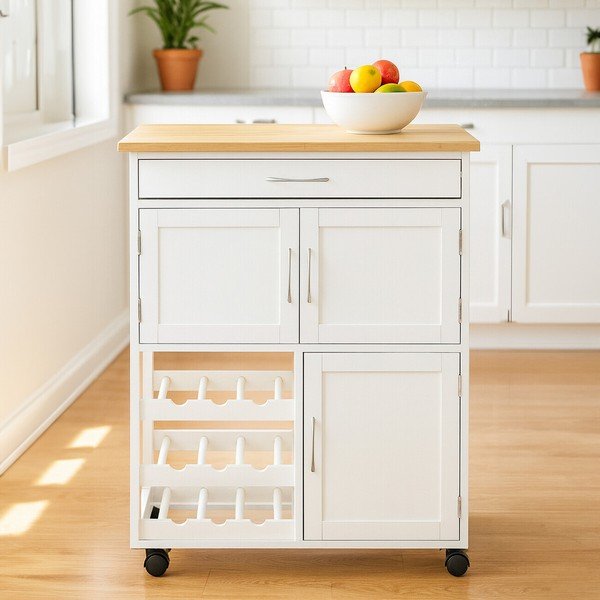 Bambusz gurulós zsúrkocsi 37x67 cm Harlow – Premier Housewares-image-1