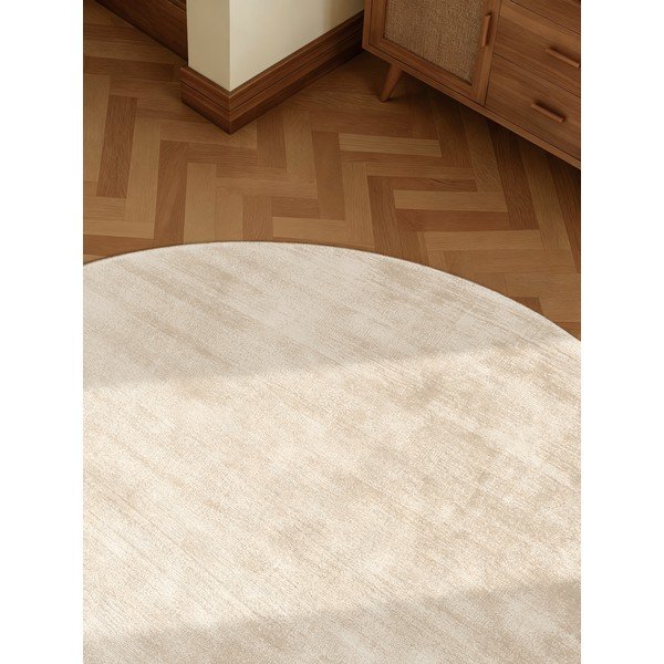 Elefántcsont színű kézi szövésű viszkóz kerek szőnyeg ø 120 cm Noemi – Vikosa-image-4