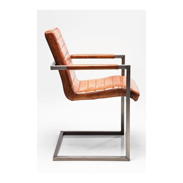 Cantilever barna bőrszék, kartámasszal - Kare Design-image-1
